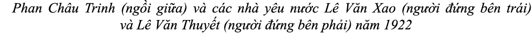 Phan Ch u Trinh (ng i gi a) v c c nh  y u n  c L  V n Xao (ng  i   ng b n tr i) v  L  V n Thuy t (ng  i   ng b n ph ...