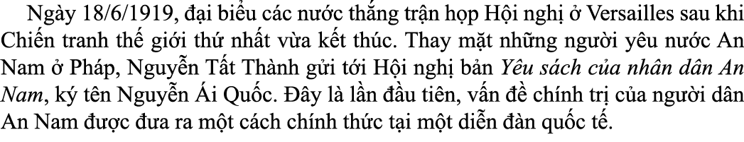  Ng y 18/6/1919,  i bi u c c n  c th ng tr n h p H i ngh    Versailles sau khi Chi n tranh th  gi i th  nh t v a k t...