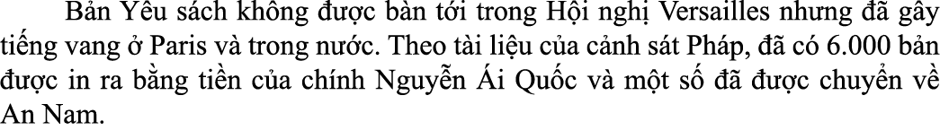  B n Y u s ch kh ng   c b n t i trong H i ngh  Versailles nh ng    g y ti ng vang   Paris v  trong n  c. Theo t i li...