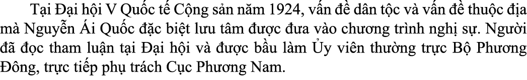  T i  i h i V Qu c t  C ng s n n m 1924, v n    d n t c v  v n    thu c   a m  Nguy n  i Qu c   c bi t l u t m    c ...
