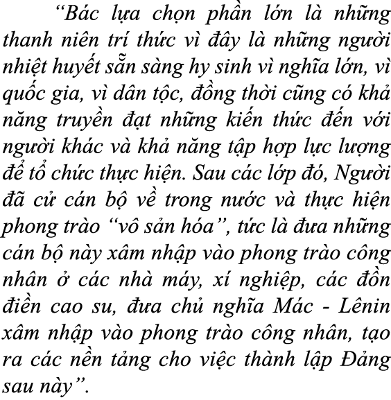  “B c l a ch n ph n l n l nh ng thanh ni n tr  th c v    y l  nh ng ng  i nhi t huy t s n s ng hy sinh v  ngh a l n,...