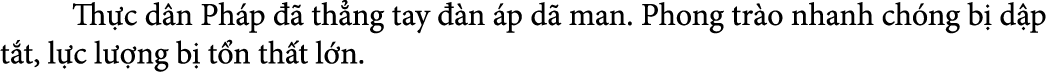  Th c d n Ph p   th ng tay   n  p d  man. Phong tr o nhanh ch ng b  d p t t, l c l  ng b  t n th t l n.