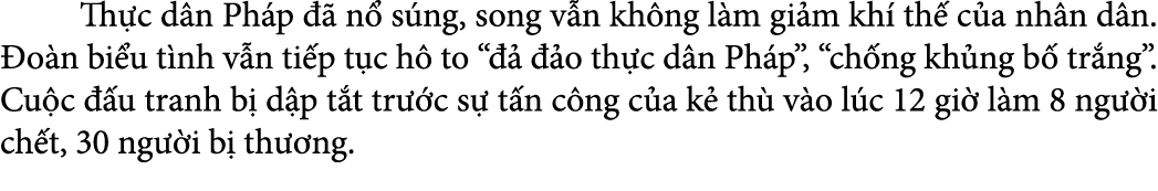  Th c d n Ph p   n  s ng, song v n kh ng l m gi m kh  th  c a nh n d n.  o n bi u t nh v n ti p t c h  to “     o th...
