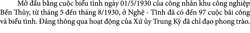  M   u b ng cu c bi u t nh ng y 01/5/1930 c a c ng nh n khu c ng nghi p B n Th y, t  th ng 5   n th ng 8/1930,   Ngh...