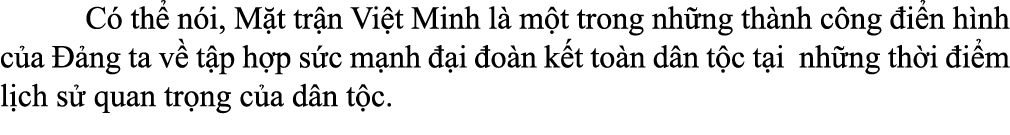  C th  n i, M t tr n Vi t Minh l  m t trong nh ng th nh c ng  i n h nh c a   ng ta v  t p h p s c m nh   i  o n k t ...