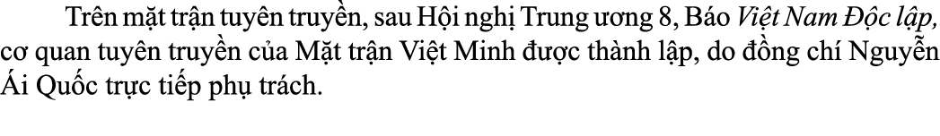  Tr n m t tr n tuy n truy n, sau H i ngh Trung   ng 8, B o Vi t Nam   c l p, c  quan tuy n truy n c a M t tr n Vi t ...