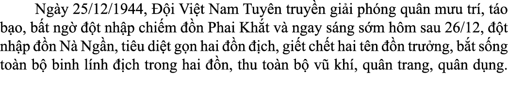 Ng y 25/12/1944,  i Vi t Nam Tuy n truy n gi i ph ng qu n m u tr , t o b o, b t ng    t nh p chi m   n Phai Kh t v ...