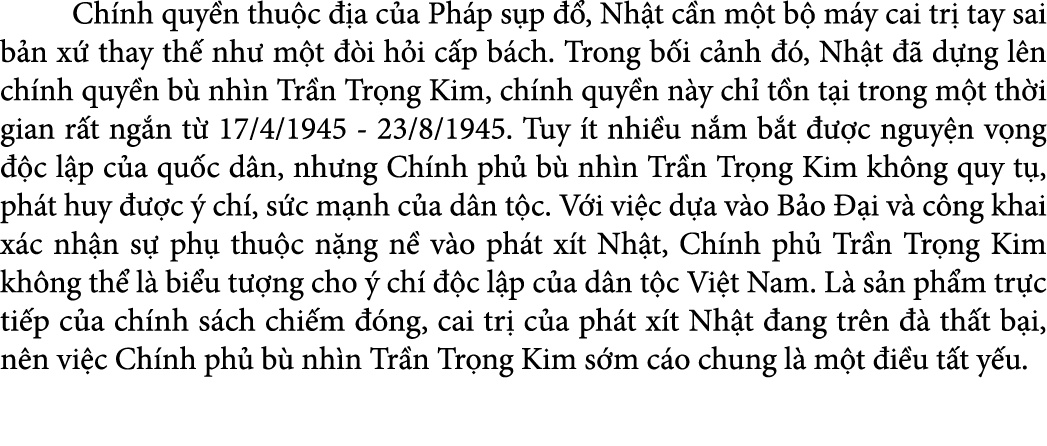  Ch nh quy n thu c  a c a Ph p s p   , Nh t c n m t b  m y cai tr  tay sai b n x  thay th  nh  m t   i h i c p b ch....
