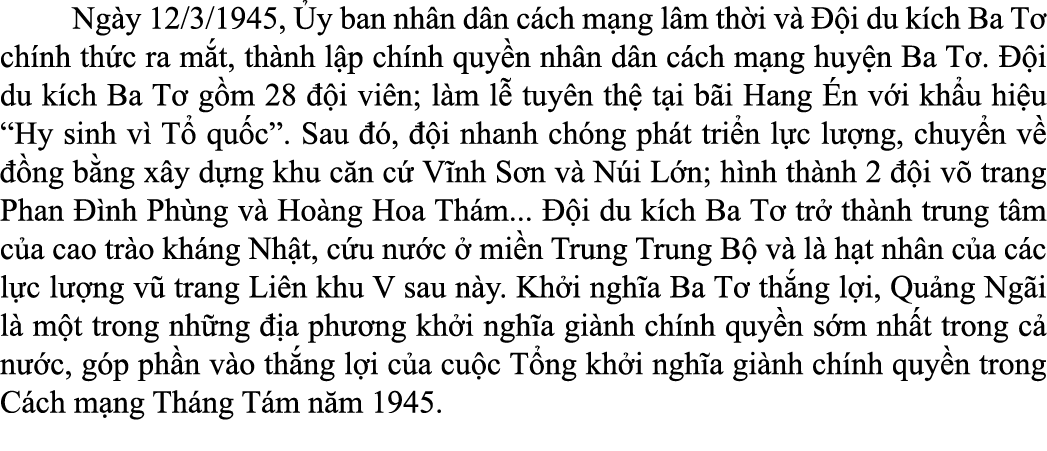  Ng y 12/3/1945, y ban nh n d n c ch m ng l m th i v    i du k ch Ba T  ch nh th c ra m t, th nh l p ch nh quy n nh ...