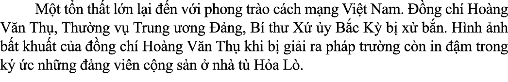  M t t n th t l n l i  n v i phong tr o c ch m ng Vi t Nam.   ng ch  Ho ng V n Th , Th  ng v  Trung   ng   ng, B  th...