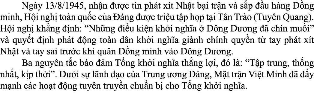  Ng y 13/8/1945, nh n   c tin ph t x t Nh t b i tr n v  s p   u h ng   ng minh, H i ngh  to n qu c c a   ng    c tri...