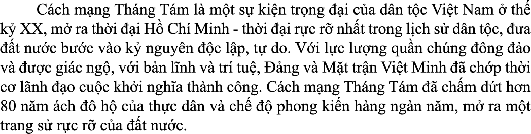  C ch m ng Th ng T m l m t s  ki n tr ng   i c a d n t c Vi t Nam   th  k  XX, m  ra th i   i H  Ch  Minh th i   i r...