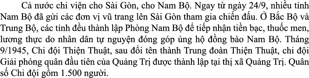  C n  c chi vi n cho S i G n, cho Nam B . Ngay t  ng y 24/9, nhi u t nh Nam B     g i c c   n v  v  trang l n S i G ...