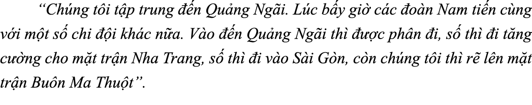  “Ch ng t i t p trung  n Qu ng Ng i. L c b y gi  c c  o n Nam ti n c ng v i m t s  chi   i kh c n a. V o   n Qu ng N...