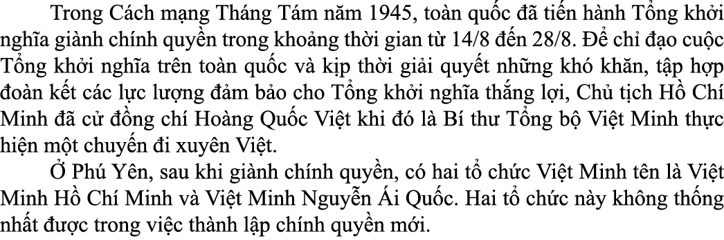  Trong C ch m ng Th ng T m n m 1945, to n qu c   ti n h nh T ng kh i ngh a gi nh ch nh quy n trong kho ng th i gian ...