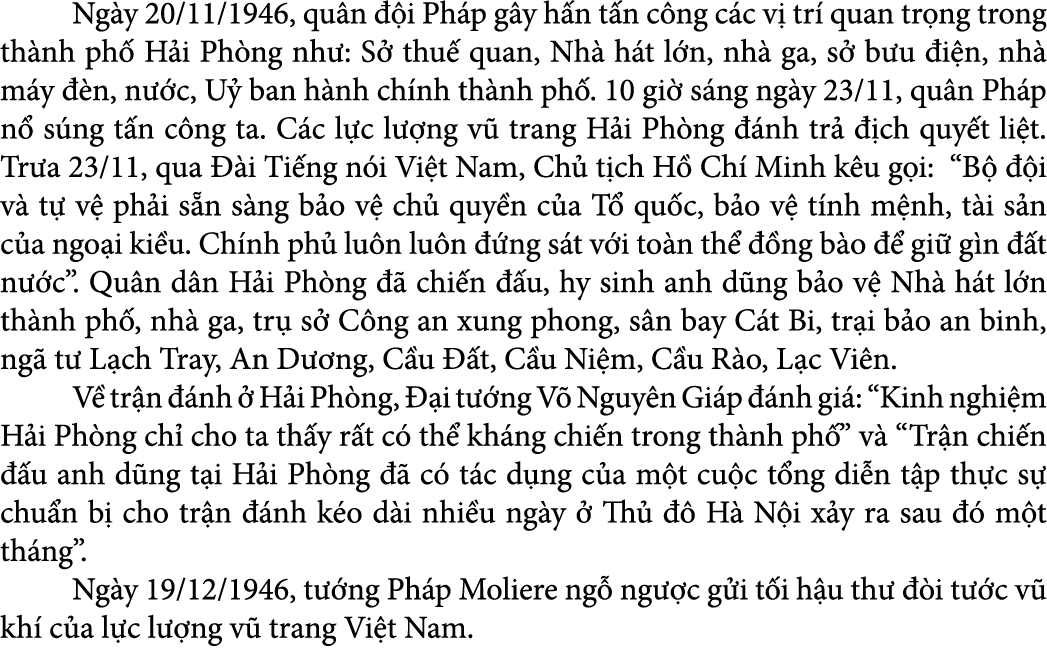  Ng y 20/11/1946, qu n  i Ph p g y h n t n c ng c c v  tr  quan tr ng trong th nh ph  H i Ph ng nh : S  thu  quan, N...