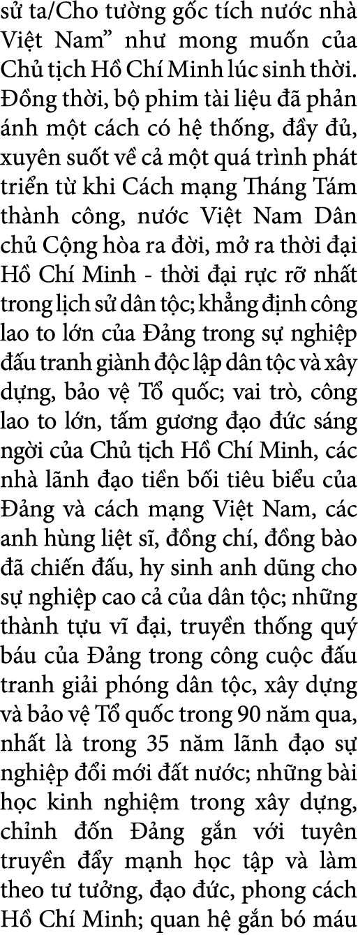 s ta/Cho t  ng g c t ch n  c nh  Vi t Nam” nh  mong mu n c a Ch  t ch H  Ch  Minh l c sinh th i.   ng th i, b  phim ...
