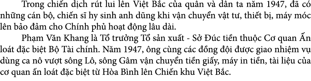  Trong chi n d ch r t lui l n Vi t B c c a qu n v d n ta n m 1947,    c  nh ng c n b , chi n s  hy sinh anh d ng khi...