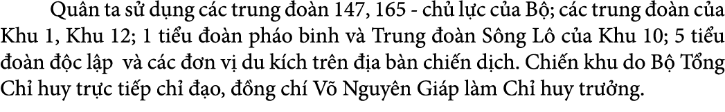  Qu n ta s d ng c c trung  o n 147, 165 ch  l c c a B ; c c trung  o n c a Khu 1, Khu 12; 1 ti u  o n ph o binh v  T...