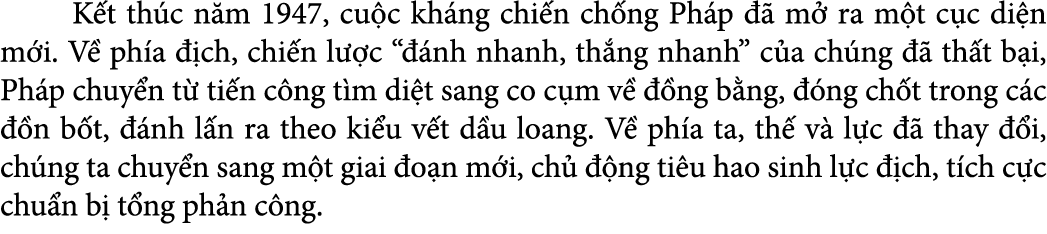  K t th c n m 1947, cu c kh ng chi n ch ng Ph p   m  ra m t c c di n m i. V  ph a   ch, chi n l  c “  nh nhanh, th n...