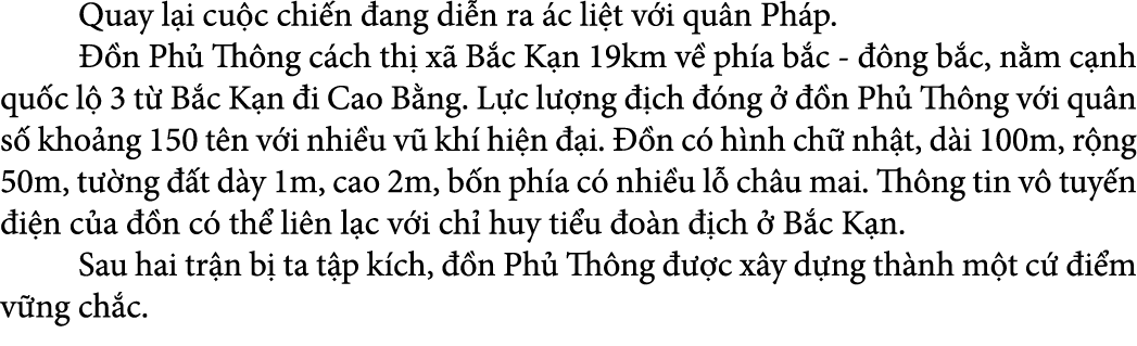 Quay l i cu c chi n ang di n ra  c li t v i qu n Ph p.   n Ph  Th ng c ch th  x  B c K n 19km v  ph a b c   ng b c,...