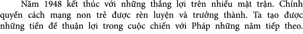  N m 1948 k t th c v i nh ng th ng l i tr n nhi u m t tr n. Ch nh quy n c ch m ng non tr    c r n luy n v  tr  ng th...