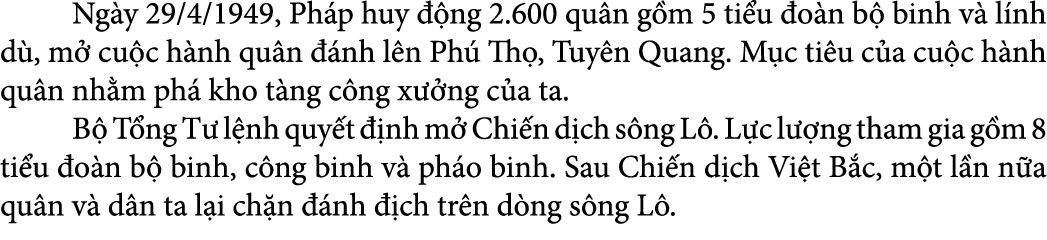  Ng y 29/4/1949, Ph p huy  ng 2.600 qu n g m 5 ti u  o n b  binh v  l nh d , m  cu c h nh qu n   nh l n Ph  Th , Tuy...