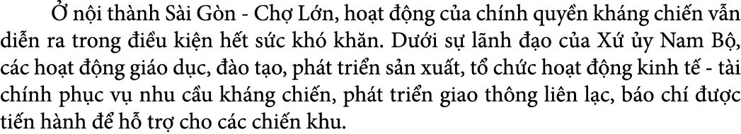   n i th nh S i G n Ch  L n, ho t   ng c a ch nh quy n kh ng chi n v n di n ra trong  i u ki n h t s c kh  kh n. D  ...