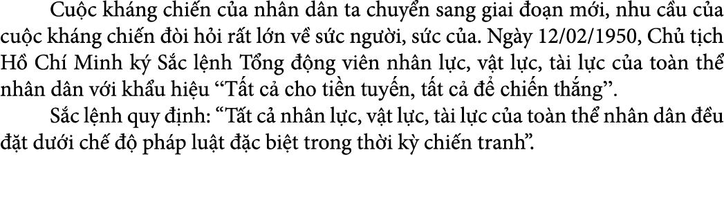  Cu c kh ng chi n c a nh n d n ta chuy n sang giai o n m i, nhu c u c a cu c kh ng chi n   i h i r t l n v  s c ng  ...