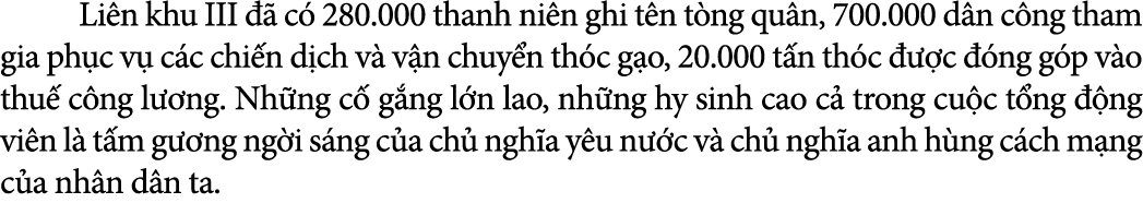  Li n khu III   c  280.000 thanh ni n ghi t n t ng qu n, 700.000 d n c ng tham gia ph c v  c c chi n d ch v  v n chu...