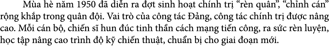  M a h n m 1950    di n ra   t sinh ho t ch nh tr  “r n qu n”, “ch nh c n” r ng kh p trong qu n   i. Vai tr  c a c n...