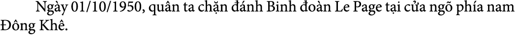  Ng y 01/10/1950, qu n ta ch n  nh Binh  o n Le Page t i c a ng  ph a nam   ng Kh .