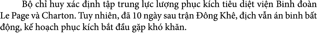  B ch  huy x c   nh t p trung l c l  ng ph c k ch ti u di t vi n Binh  o n Le Page v  Charton. Tuy nhi n,    10 ng y...