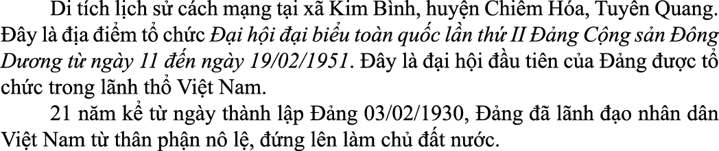  Di t ch l ch s c ch m ng t i x  Kim B nh, huy n Chi m H a, Tuy n Quang.   y l    a  i m t  ch c   i h i   i bi u to...