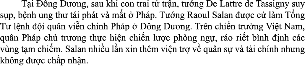  T i  ng D  ng, sau khi con trai t  tr n, t  ng De Lattre de Tassigny suy s p, b nh ung th  t i ph t v  m t   Ph p. ...