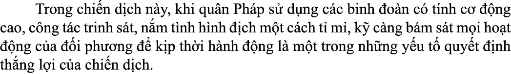  Trong chi n d ch n y, khi qu n Ph p s d ng c c binh  o n c  t nh c    ng cao, c ng t c trinh s t, n m t nh h nh   c...