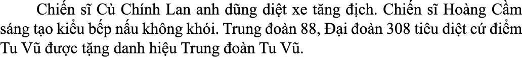  Chi n s C  Ch nh Lan anh d ng di t xe t ng   ch. Chi n s  Ho ng C m s ng t o ki u b p n u kh ng kh i. Trung  o n 88...