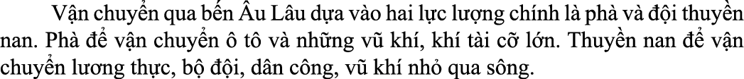  V n chuy n qua b n u L u d a v o hai l c l  ng ch nh l  ph  v    i thuy n nan. Ph     v n chuy n   t  v  nh ng v  k...