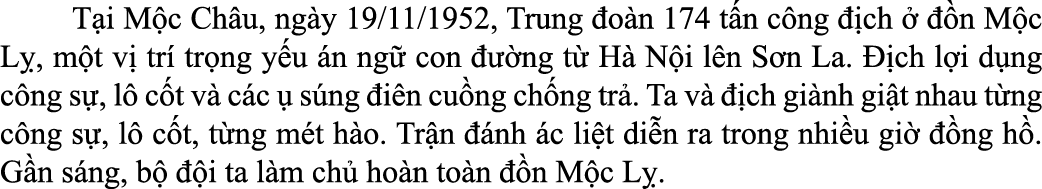  T i M c Ch u, ng y 19/11/1952, Trung o n 174 t n c ng   ch     n M c L , m t v  tr  tr ng y u  n ng  con    ng t  H...