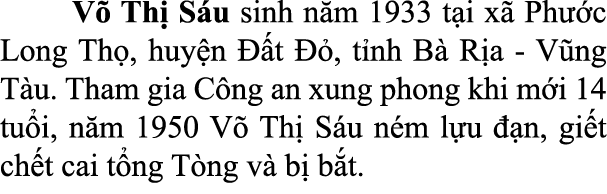  V Th  S u sinh n m 1933 t i x  Ph  c Long Th , huy n   t   , t nh B  R a V ng T u. Tham gia C ng an xung phong khi ...