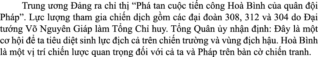  Trung  ng   ng ra ch  th  “Ph  tan cu c ti n c ng Ho  B nh c a qu n   i Ph p”. L c l  ng tham gia chi n d ch g m c ...