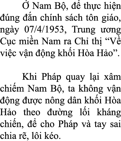   Nam B ,    th c hi n   ng   n ch nh s ch t n gi o, ng y 07/4/1953, Trung   ng C c mi n Nam ra Ch  th  “V  vi c v n...