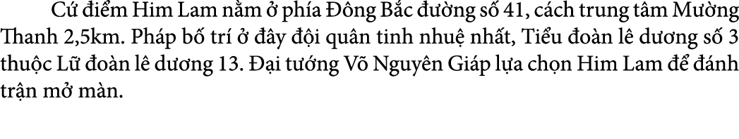 C  i m Him Lam n m   ph a   ng B c    ng s  41, c ch trung t m M  ng Thanh 2,5km. Ph p b  tr      y   i qu n tinh n...