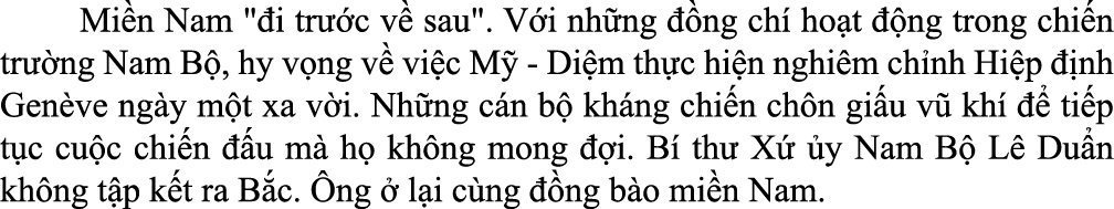  Mi n Nam \“ i tr c v  sau\". V i nh ng   ng ch  ho t   ng trong chi n tr  ng Nam B , hy v ng v  vi c M  Di m th c h...